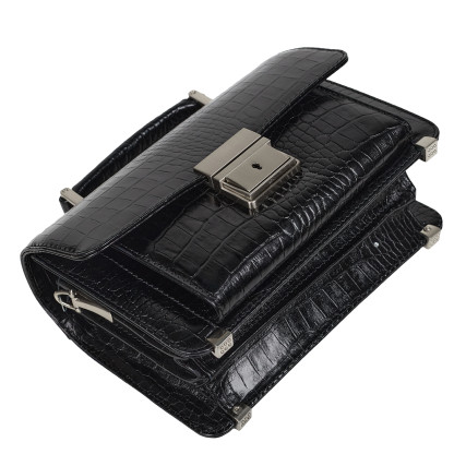 Мужская кожаная барсетка Canpellini черная c1278-202 кроко – Фото 5