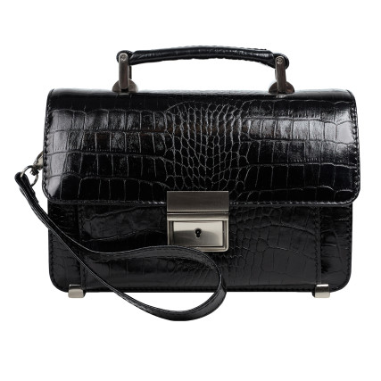 Мужская кожаная барсетка Canpellini черная c1278-202 кроко – Фото 1