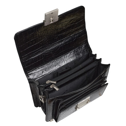 Мужская кожаная барсетка Canpellini черная c1278-202 кроко – Фото 6
