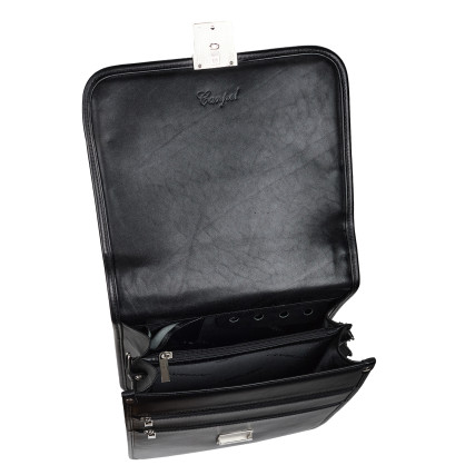 Мужской кожаный портфель-барсетка под A4 черный Canpellini 1585-101 – Фото 6