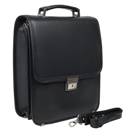 Мужской кожаный портфель-барсетка под A4 черный Canpellini 1585-7 – Фото 2