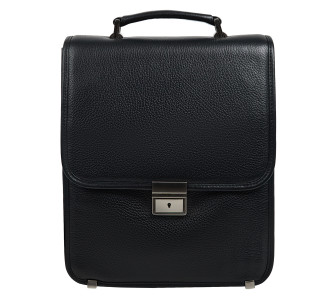 Мужской кожаный портфель-барсетка под A4 черный Canpellini 1585-7