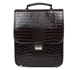 Мужской кожаный портфель-барсетка под A4 коричневый Canpellini 1585-11 кроко