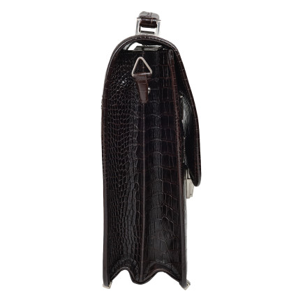 Мужской кожаный портфель-барсетка под A4 коричневый Canpellini 1585-11 кроко – Фото 4