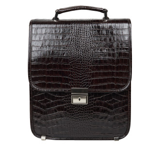 Мужской кожаный портфель-барсетка под A4 коричневый Canpellini 1585-11 кроко