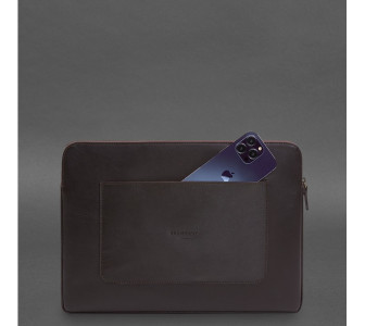 Кожаный чехол для ноутбука на молнии с хлястиком и карманом BlankNote