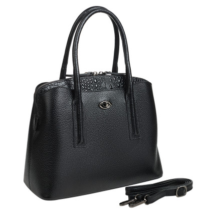 Кожаная деловая женская сумка Desisan черная 590-011 – Фото 2