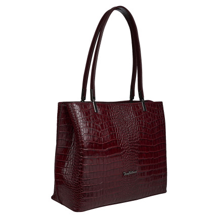 Кожаная женская сумка Tony Bellucci бордо 0283-358 кроко – Фото 2