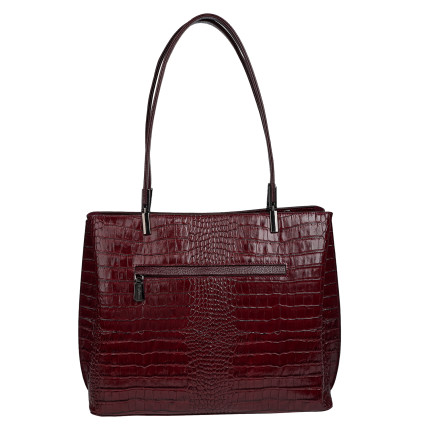 Кожаная женская сумка Tony Bellucci бордо 0283-358 кроко – Фото 3