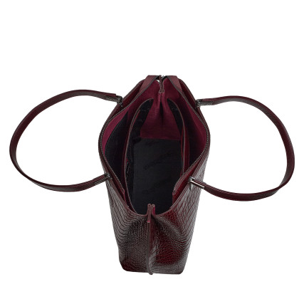 Кожаная женская сумка Tony Bellucci бордо 0283-358 кроко – Фото 6