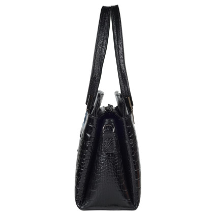 Кожаная женская сумка Tony Bellucci черная 0438-356 кроко – Фото 3