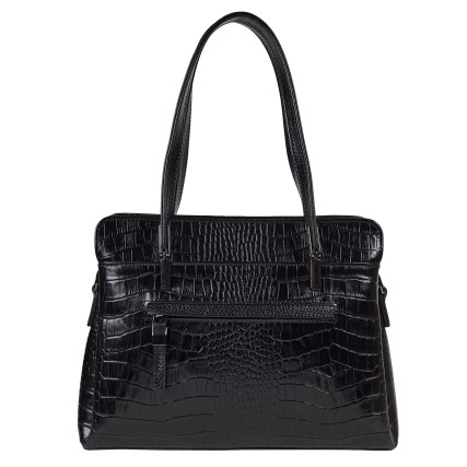 Кожаная женская сумка Tony Bellucci черная 0438-356 кроко – Фото 4
