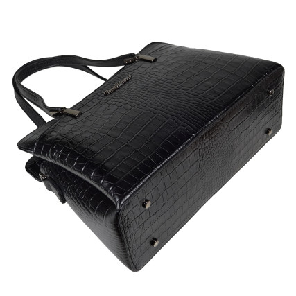 Кожаная женская сумка Tony Bellucci черная 0438-356 кроко – Фото 5