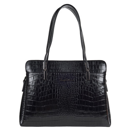 Кожаная женская сумка Tony Bellucci черная 0438-356 кроко – Фото 1