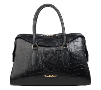 Кожаная женская сумка Tony Bellucci черная 0945-356 кроко