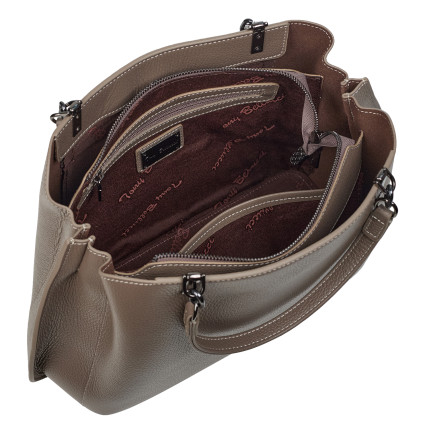 Кожаная женская сумка Tony Bellucci тауп 0339-213 – Фото 6