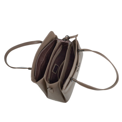 Кожаная женская сумка Tony Bellucci тауп 0438-213 – Фото 6