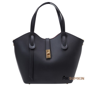 Кожаная женская сумка Virginia Conti (Италия) черная VC03692black