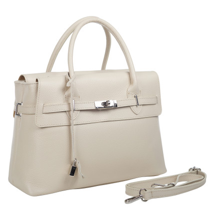 Кожаная женская сумка Virginia Conti бежевая VC03542beige – Фото 2
