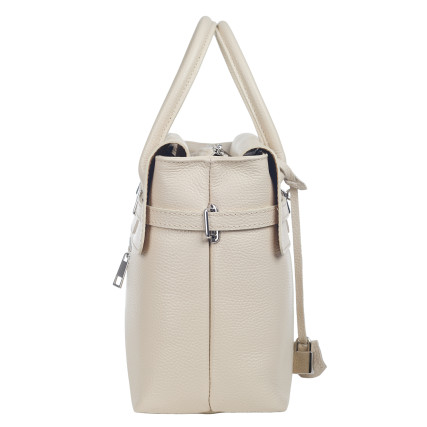 Кожаная женская сумка Virginia Conti бежевая VC03542beige – Фото 4