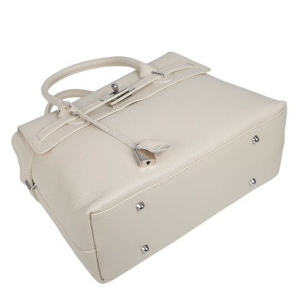 Кожаная женская сумка Virginia Conti бежевая VC03542beige – Фото 5