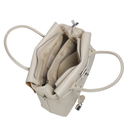 Кожаная женская сумка Virginia Conti бежевая VC03542beige – Фото 6