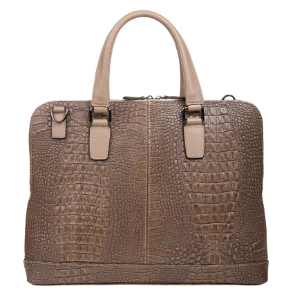Кожаный женский портфель Desisan бежевый 661-698 кроко