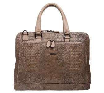Кожаный женский портфель Desisan бежевый 661-698 кроко