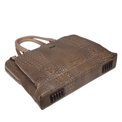 Кожаный женский портфель Desisan бежевый 661-698 кроко