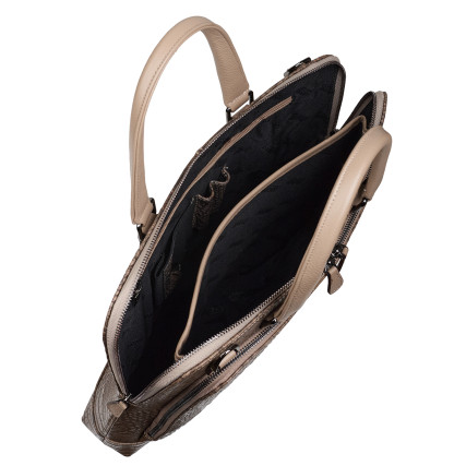 Кожаный женский портфель Desisan бежевый 661-698 кроко