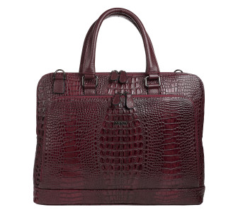 Кожаный женский портфель Desisan бордовый 661-60 кроко