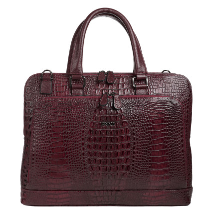 Кожаный женский портфель Desisan бордовый 661-60 кроко – Фото 1