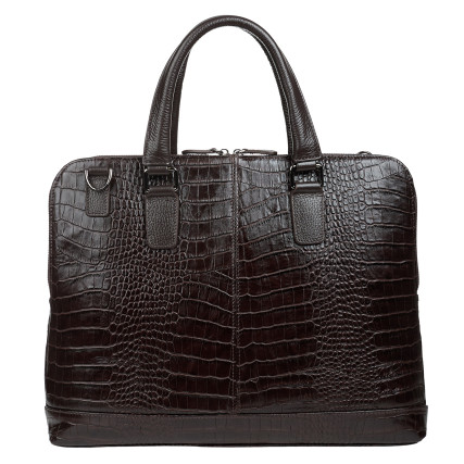 Кожаный женский портфель Desisan коричневый 661-19 кроко – Фото 3