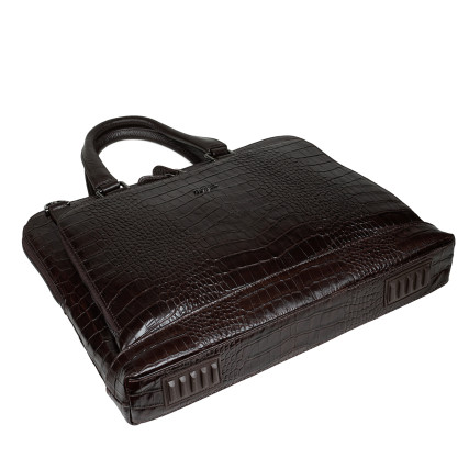 Кожаный женский портфель Desisan коричневый 661-19 кроко – Фото 5