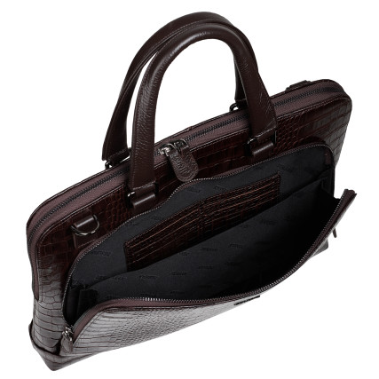 Кожаный женский портфель Desisan коричневый 661-19 кроко – Фото 6