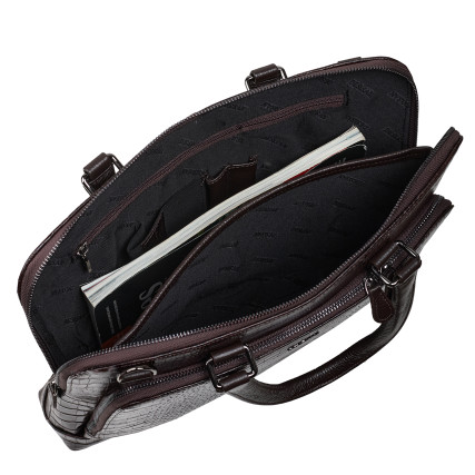 Кожаный женский портфель Desisan коричневый 661-19 кроко – Фото 8