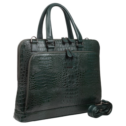 Кожаный женский портфель Desisan зеленый 661-625 кроко