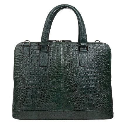 Кожаный женский портфель Desisan зеленый 661-625 кроко
