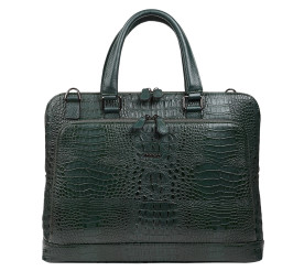 Кожаный женский портфель Desisan зеленый 661-625 кроко