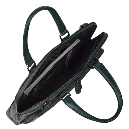 Кожаный женский портфель Desisan зеленый 661-625 кроко