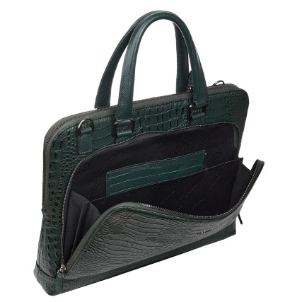 Кожаный женский портфель Desisan зеленый 661-625 кроко