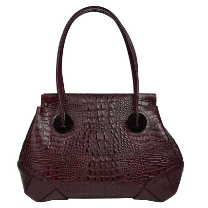 Женская кожаная сумка Desisan бордо 7135-3039 кроко – Фото 1
