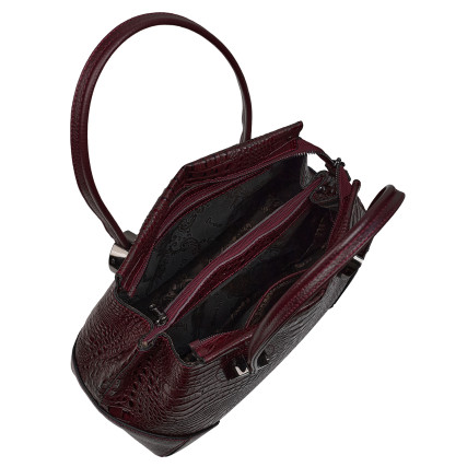 Женская кожаная сумка Desisan бордо 7135-3039 кроко – Фото 6