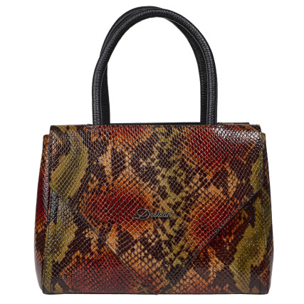 Женская кожаная сумка Desisan черно-зеленая 598-586 змея – Фото 1