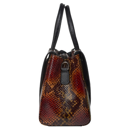 Женская кожаная сумка Desisan черно-зеленая 598-586 змея – Фото 4