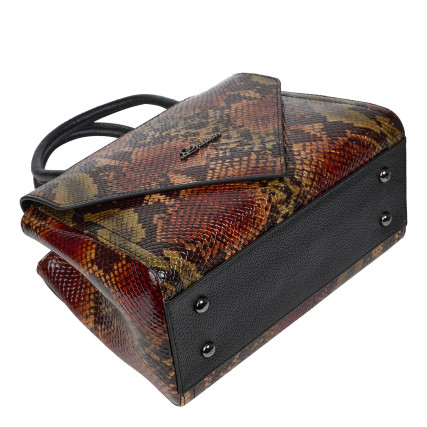 Женская кожаная сумка Desisan черно-зеленая 598-586 змея – Фото 5