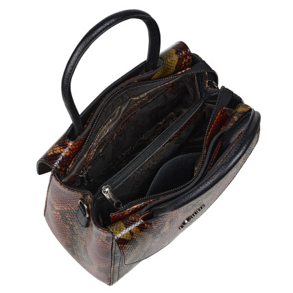 Женская кожаная сумка Desisan черно-зеленая 598-586 змея – Фото 6