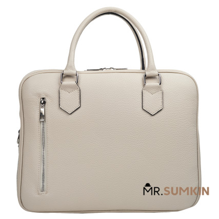 Женский кожаный портфель Virginia Conti бежевый VC03889beige – Фото 1