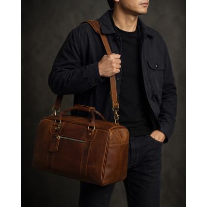 Кожаная дорожная сумка Buffalo Bags коричневая M4052C – Фото 8
