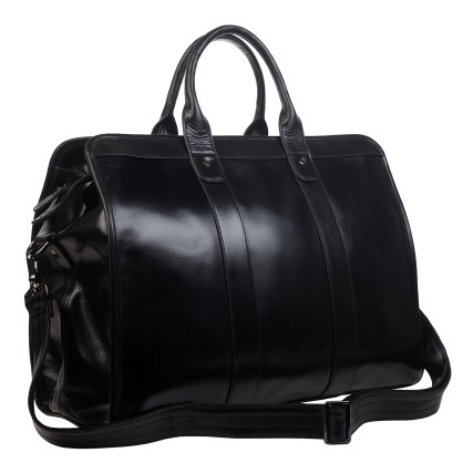 Кожаная дорожная сумка саквояж Buffalo Bags черная M8566A – Фото 2
